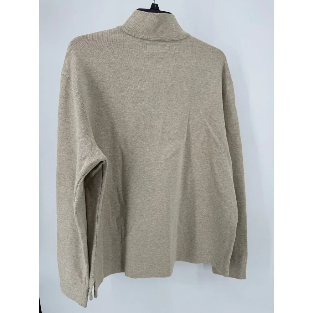 Polo Ralph Lauren Quarter Zip‎ Pullover Sweater XL Mens Beige Oatmeal Cotton